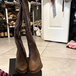 Women's Brown Leather Knee-High Boots